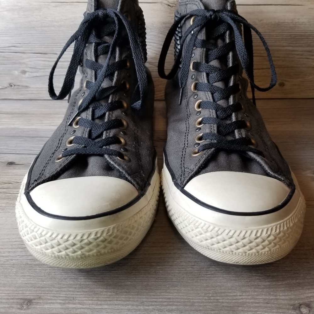 Converse All Star Gray Studded Lace Up High Top Sneakers Unisex - Picture 5 of 11
